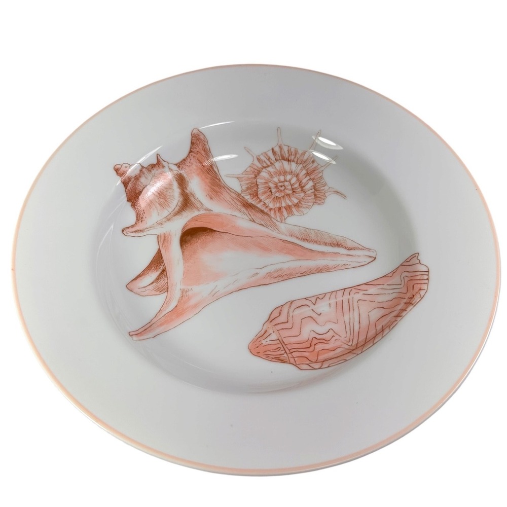 Fitz and Floyd Coquille 9in Rimmed Soup Bowl Conch Shell Vintage 1976 White Cora